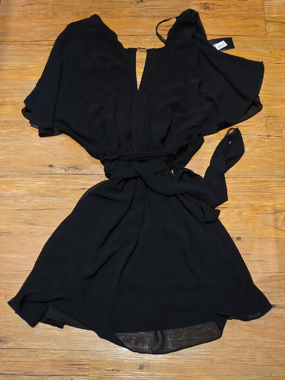 City Chic Black Mini Dress with Tie Waist